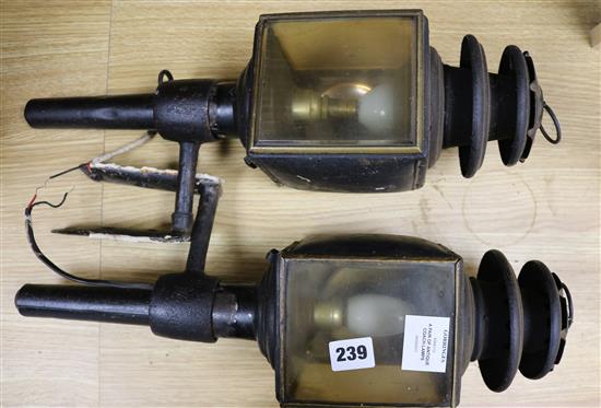 A pair of antique coach lamps